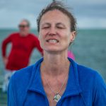 Kate enjoying the wind on DolphinQuest